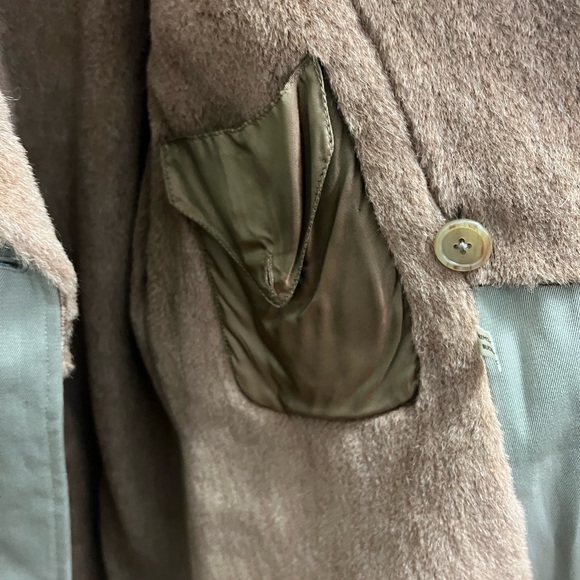 Vtg Invertere Coat Mens Sz 44 medium Olive green trench  Over Alpaca - Picture 6 of 8